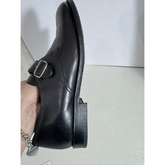 "LANDS END" Leather Black Buckle Shoe Size 10 Slip On Dress Shoes Mens - Picture 9 of 10